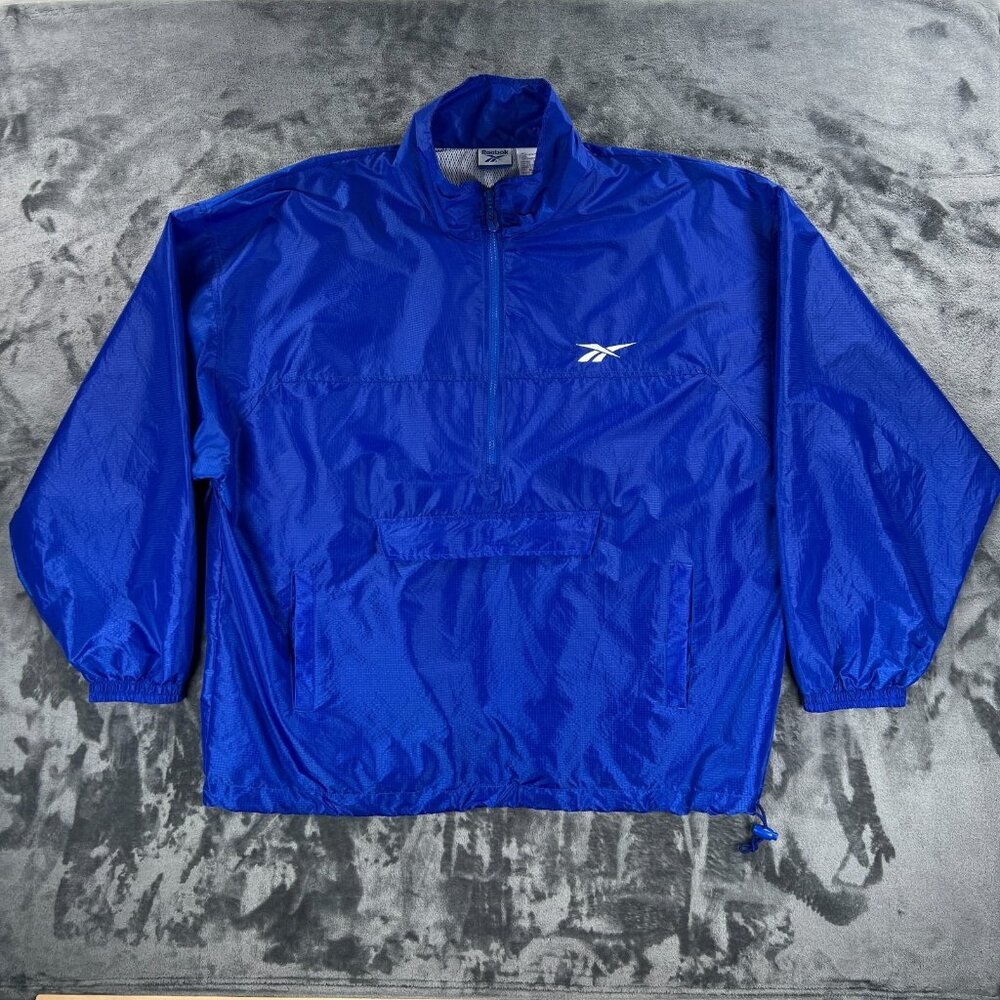 Reebok 90's Y2K Rap Windbreaker Pullover XL Lightweight Half‑Zip Vintage Jacket